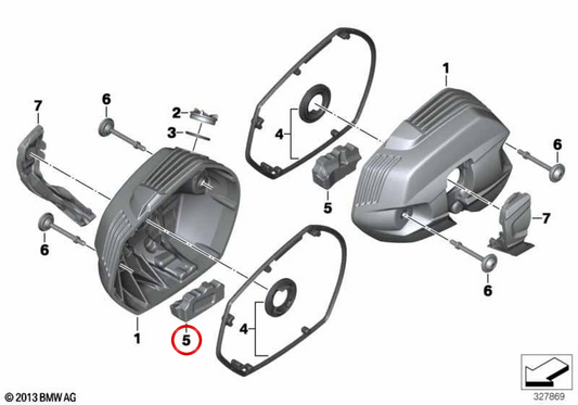 Protección antitorsión derecha OEM 11127710490 para motos BMW R nineT, R 1200 GS, R 1200 RT, R 1200 R... y más. Original BMW Motorrad.