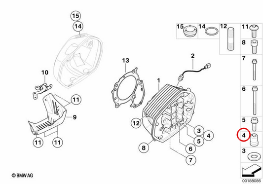 Porca M10 x 1,5 OEM 11127711063 para motos BMW R 1300 GS, R 1200 GS, R 1200 RT, R nineT, R 18... e mais. Original BMW Motorrad.