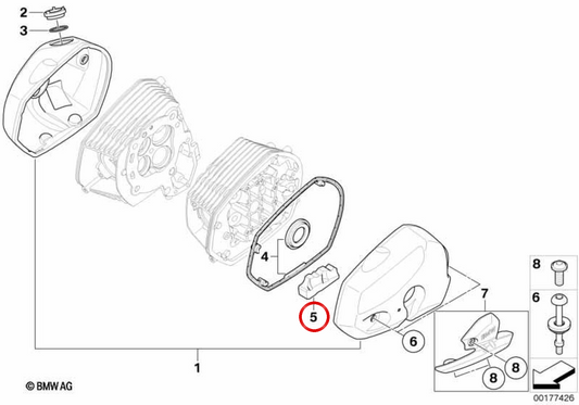 Protezione antitorsione sinistra OEM 11127712571 per moto BMW R 1200 S e HP2 Sport. Originale BMW Motorrad.