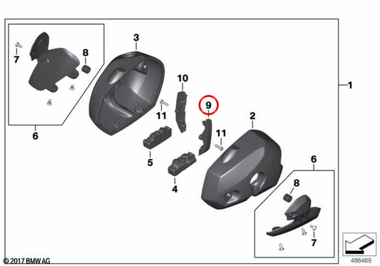 Élément de support gauche OEM 11127715303 pour motos BMW R nineT, R nineT Pure, R nineT Scrambler, R nineT Racer, R nineT Urban G/S, HP2 Sport. Original BMW Motorrad.