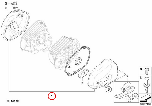 Couvercle de culasse gauche en carbone OEM 11127722757 pour motos BMW R nineT, R nineT Pure, R nineT Scrambler, R nineT Racer, R nineT Urban G/S, HP2 Sport. Original BMW Motorrad.