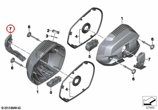 Cubierta de bujía izquierda OEM 11127728975 para motos BMW R 1200 GS, R 1200 GS Adventure, R 1200 RT, R 1200 R, R nineT, R nineT Pure, R nineT Scrambler, R nineT Racer, R nineT Urban G/S... y más. Original BMW Motorrad.