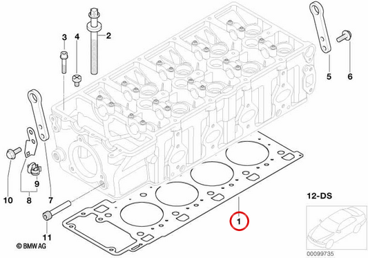 Junta da cabeça do cilindro OEM 11127788652 para BMW E38, E65, E66. BMW genuíno.