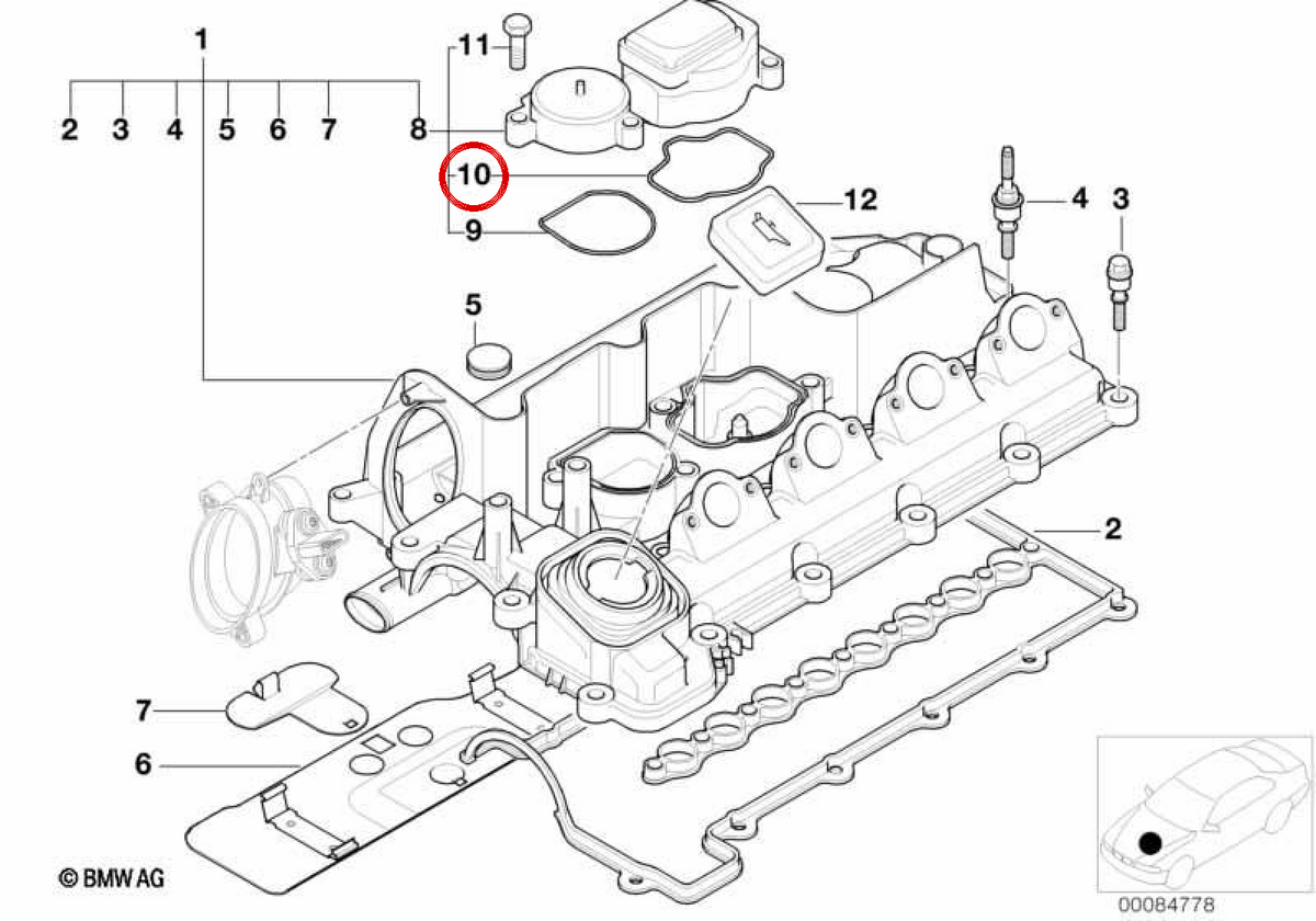 OEM 11127793166 Scheda a sfera per BMW E87, E46, E90, E91, E92, E93, E39, E60, E61, E63, E64, E38, E65, E66, E83, E53, E70, E71. BMW originale.