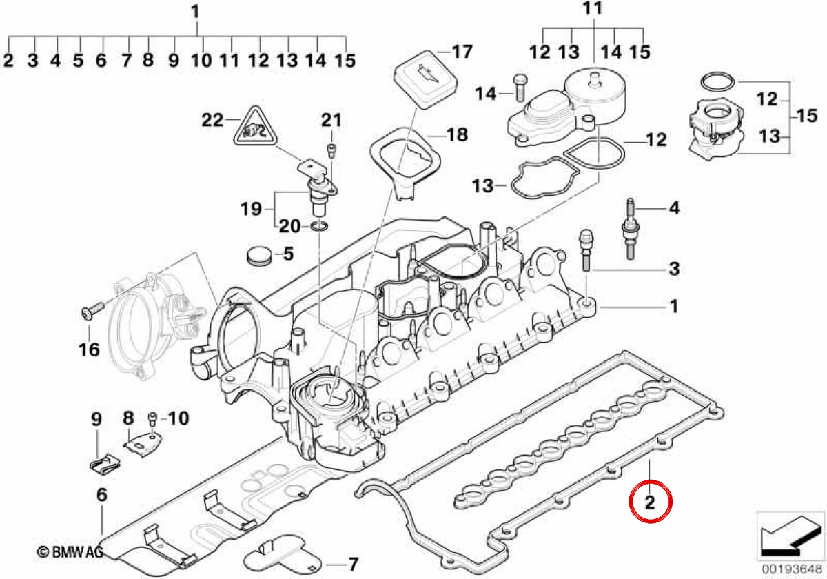 Profil Board OEM 11127794495 für BMW E87, E46, E90, E91, E60, E61, E83. Teil der Zylinderabdeckung. Original BMW.