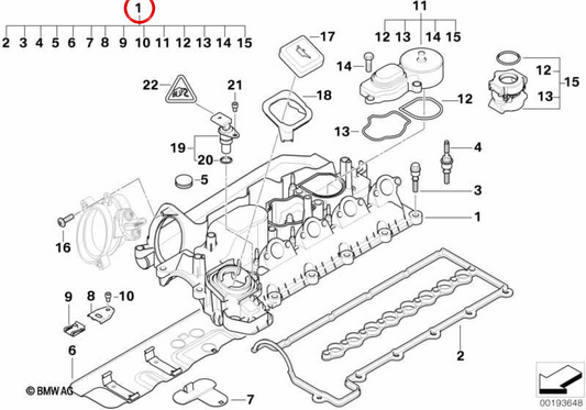 SOCLINE COVER / CULATA OEM 11127799223 for BMW E46, E60, E61, E83. Original BMW.