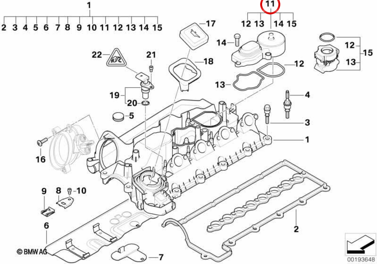 Unità di spurgo dell'aria OEM 11127799224 per BMW Serie 1 E87, Serie 3 E46, E90, E91, Serie 5 E60, E61, X3 E83... e altro ancora. BMW originale.