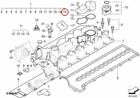 Separador de óleo OEM 11127799366 para BMW E46, E60, E61, E65, E83, E53. BMW genuíno.