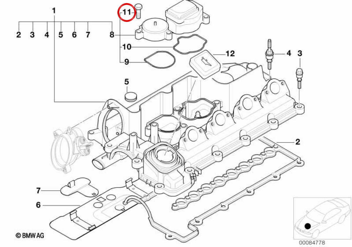 ASA OEM Vite 11127803813 per BMW E87, E46, E90, E91, E92, E93, E39, E60, E61, E63, E64, E38, E65, E66, E83, E53, E70, E71. BMW originale.