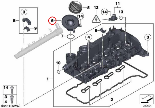 OEM -Ölfüllstopfen 11127810586 für BMW F07, F10, F11. Original BMW.