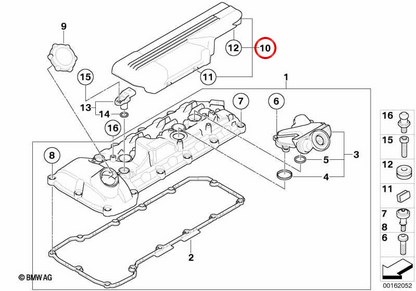 Cubierta de bobinas de encendido OEM 11127838484 para BMW E90, E92, E93. Original BMW.