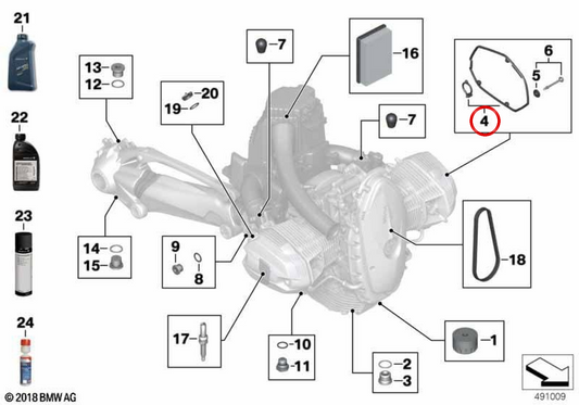 Jeu de joints de couvre-culasse OEM 11127923660 pour motos BMW R nineT, R nineT Pure, R nineT Scrambler, R nineT Urban G/S... et plus encore. BMW Motorrad d'origine.