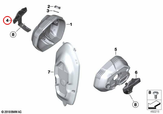 Cobertura da bobina de ignição direita OEM 11128393256 para motos BMW R nineT, R nineT Pure, R nineT Scrambler, R nineT Racer, R nineT Urban G/S. Original BMW Motorrad.