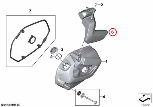 Cubierta derecha de bobinas de encendido OEM 11128394386 para motos BMW R 1250 GS, R 1250 GS Adventure, R 1250 RT, R 1250 R, R 1250 RS. Original BMW Motorrad