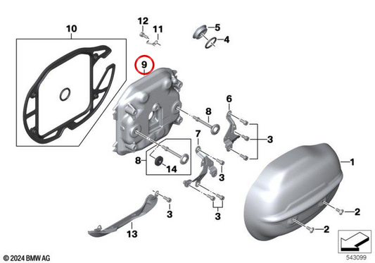 Cache-culasse droite OEM 11128409888 pour motos BMW R18, R18 Classic, R18 Roctane, R18 B, R18 Transcontinental… et plus. Original BMW Motorrad.