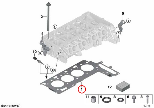 Board ohne Asbestos OEM 11128506130 für BMW E81, E82, E87, E88, E90, E91, E92, E93, E60, E61, E84, E83. Original BMW.