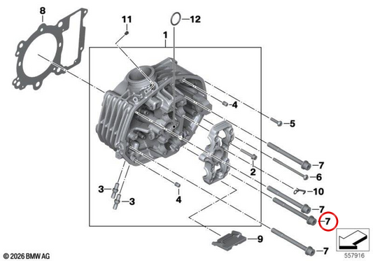 Vis ISA avec rondelle M10X110-T55 OEM 11128546945 pour motos BMW R1200GS, R1250GS, R1200RT, R1250RT... et plus. BMW Motorrad d'origine.