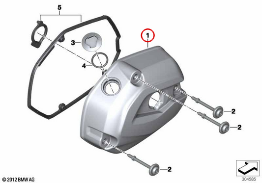 Coperchio testata sinistro grigio asfalto OEM 11128549653 per moto BMW R 1200 GS Adventure, R 1200 R, R 1200 RS. Originale BMW Motorrad.