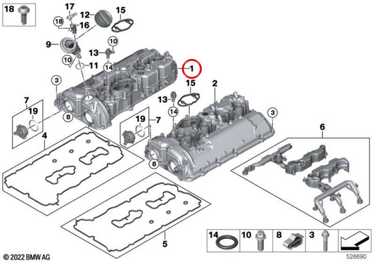 Tampa oscilante OEM 11128601704 para BMW G30, G11, G12, G05, G07. BMW genuíno.