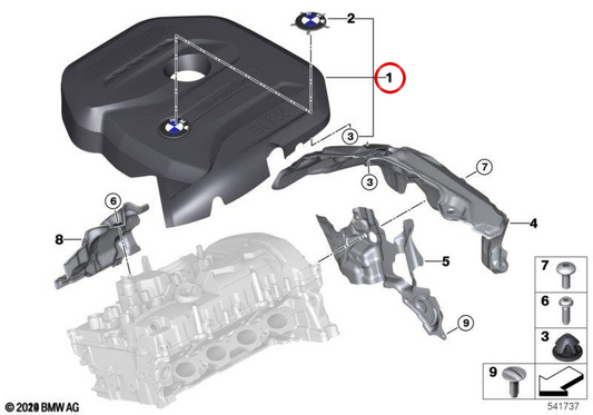Akustikabdeckung von OEM Motor 11128629243 für BMW G11, G12. Original BMW.