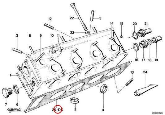 Conjunto de junta de cabeçote sem amianto OEM 11129065723 para BMW E21, E12. BMW genuíno.