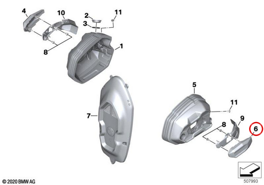 Linke Zündkerzenabdeckung OEM 11129445263 für BMW Motorräder R nineT, R nineT Pure, R nineT Scrambler... und mehr. Original BMW Motorrad.