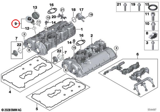 Tubo de enchimento de óleo OEM 11129845966 para BMW X5 F95, X6 F96 e XM G09. BMW genuíno.