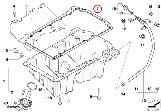 Consiglio senza amianto per BMW E87, E46, E90, E91, E60, E61, X3 E83 (OEM 11130139259). BMW originale