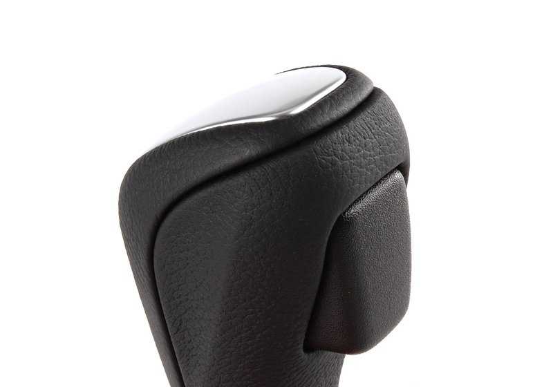 Pomo de cambio automático en piel y cromo OEM 25167570652 para BMW E81, E82, E87, E87N, E88, E90, E90N, E91, E91N, E84, E89. Original BMW.