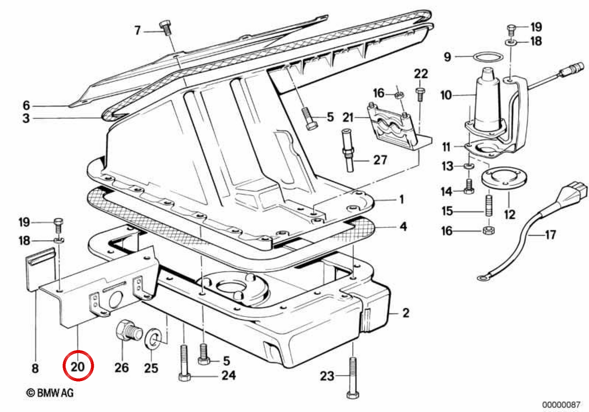Cubierta de motor OEM 11131309429 para BMW E30. Original BMW.