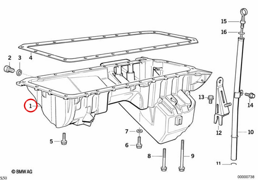 Cárter de óleo OEM 11131415938 para BMW E36, E34, Z3. BMW genuíno.