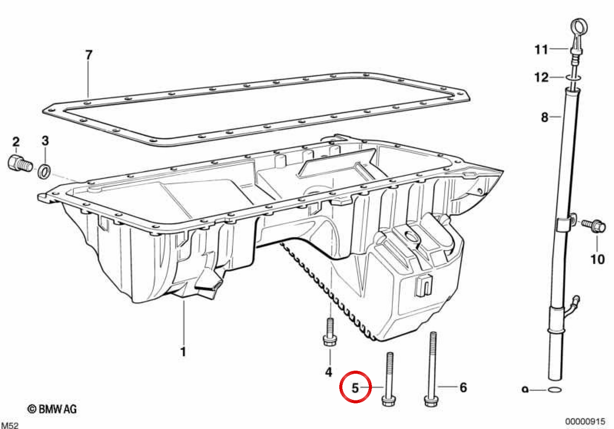 Parafuso sextavado com arruela OEM 11131435807 para BMW E36, E46, E39, E60, E61, E38, E65, E66, E83, E53, Z3, E85. BMW genuíno.