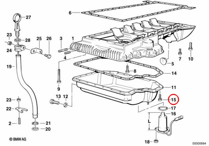 Vite esagonale con OEM 11131439736 Rondella per BMW E39, E38, E31, E53, E52. BMW originale.