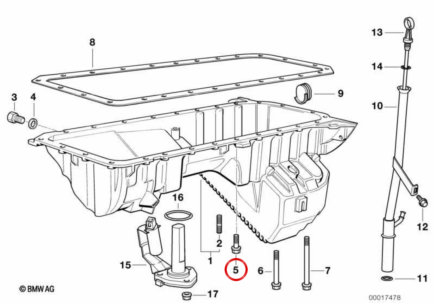 Boulon hexagonal OEM 11131740000 pour BMW E36, E46, E39, E60, E61, E38, E65, E66, X3 E83, X5 E53, Z3 E36, Z4 E85. Véritable BMW.