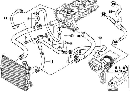 Manguera Tubo Flex.de Agua Del Sistema De Refrigeracion-Tubo Flex Para Bmw E46 . Original Bmw.