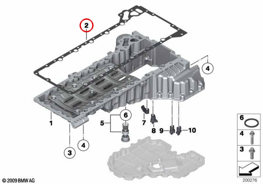 Junta metálica OEM 11137578305 para BMW F01, F02. Original BMW.