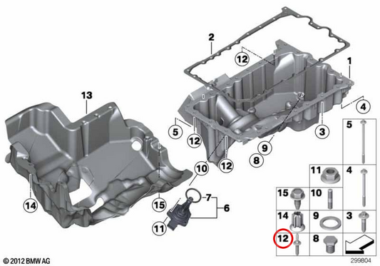 Espárrago de rosca OEM 11137640183 para BMW F25, F26. Original BMW.