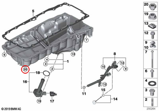 Vite di distanza OEM 11138515920 per BMW E70, E71, F15, F16. BMW originale.