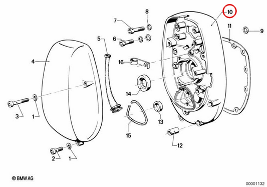 Copertura a catena OEM 11141260572 per BMW R50. BMW originale.