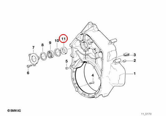 Shaft seal 26x42x5.5/7 OEM 11141465037 for BMW K1200 RS, K1200 GT, K1200 LT motorcycles. Original BMW Motorrad