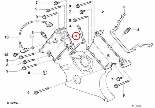Obere Abdeckung der OEM -Verteilungskette 11141742168 für BMW E39, E38, E31. Original BMW.