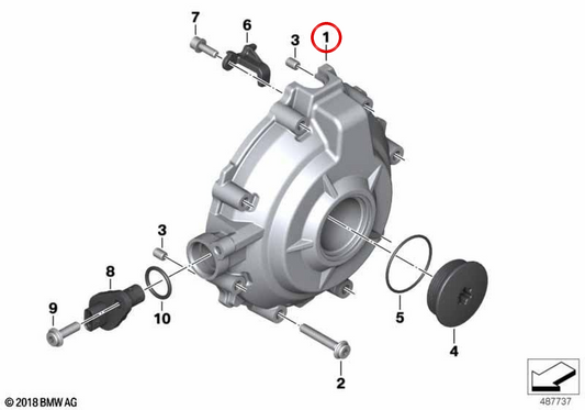 Coperchio alternatore OEM 11147108058 per moto BMW S 1000 R, S 1000 RR, M 1000 RR, M 1000 R. BMW Motorrad originale.