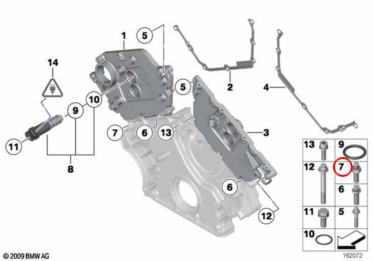 OEM -Gefangenenschraube 11147584157 für BMW G30, F01, F02, G11, G12, G05, F95, G06, F96, G07. Original BMW.