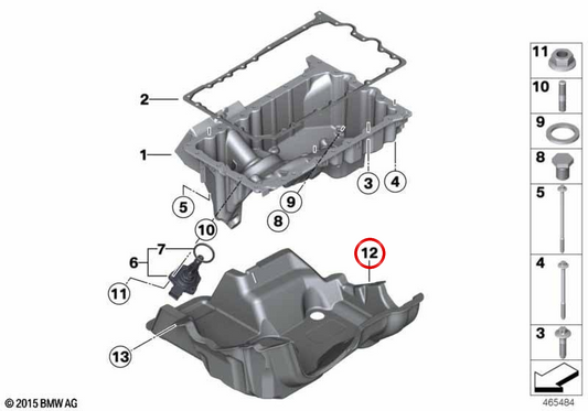Isolamento acústico OEM 11147640170 para BMW F15. BMW genuíno.