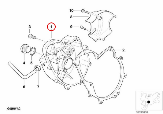 Right silver engine casing cover OEM 11147685489 for BMW Motorrad F 650 GS, F 650 GS Dakar, F 650 CS. Original BMW Motorrad.