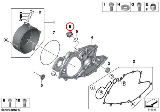 Parafuso de fechamento M24x2 OEM 11147707140 para motocicletas BMW R1300GS, S1000RR, M1000R, HP4, G450X… e muito mais. Originais BMW Motorrad.