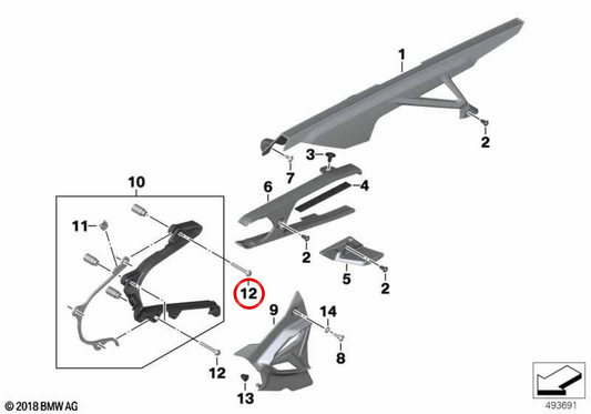 Tassello ISA M6x45 AL OEM 11147724486 per moto BMW K 1600 GT, K 1600 GTL, K 1600 Bagger, S 1000 RR, S 1000 XR, S 1000 R, M 1000 R... e altri. Originale BMW Motorrad