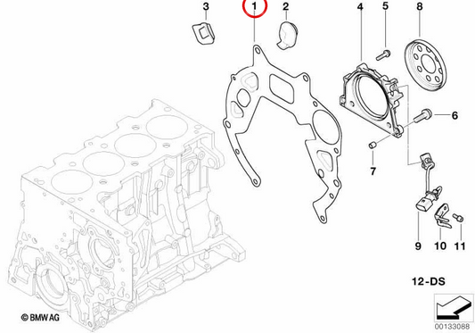 Placa de cobertura para BMW Série 1 E87, Série 3 E46, E90, E91, Série 5 E60, E61 (OEM 11147789874). BMW genuíno