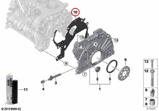 Junta de metal OEM 11147797491 para BMW E81, E82, E87, E88, E90, E91, E92, E93, E60, E61, F07, F10, F11, F01, F02, E84, E83, E70, F15, E71, F16. BMW genuíno.