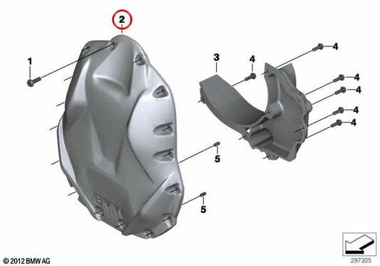 Vordere Kurbelgehäuseabdeckung OEM 11148521958 für BMW R1200GS, R1250GS, R1200RT, R1250RT Motorräder. Original BMW Motorrad.